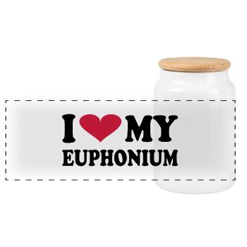 I Love My EUPHONIUM - Panorama Keksdose mit Holzdeckel - Weiß - Vorne