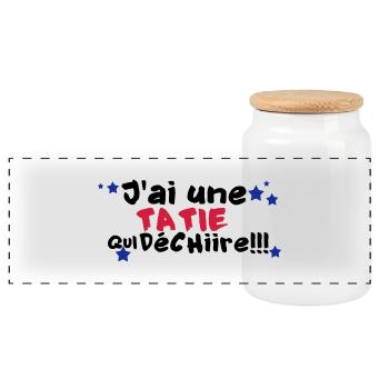 mA TATIE déchire - Boîte à biscuits avec couvercle en bois - blanc - Devant