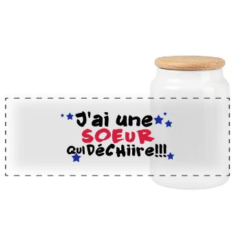 mA SOEUR déchire - Boîte à biscuits avec couvercle en bois - blanc - Devant