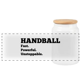 Handball - Panorama Keksdose mit Holzdeckel - Weiß - Vorne