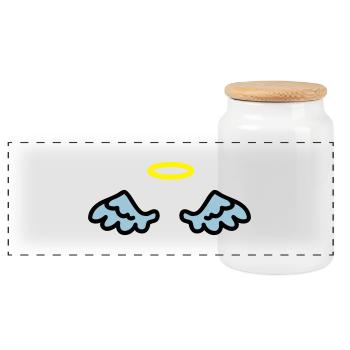 Angel wings - Panoramic Cookie Jar with Wooden Lid - white - Front