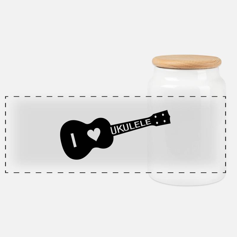 I love UKULELE - Panorama Keksdose mit Holzdeckel - Weiß