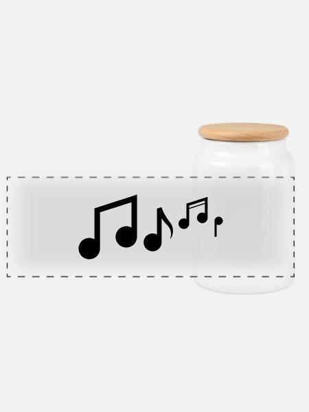 Musik noten - Panorama Keksdose mit Holzdeckel - Weiß