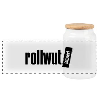 Rollwut Logo - Panorama Keksdose mit Holzdeckel - Weiß - Vorne
