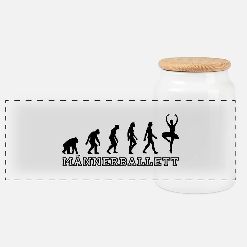 Männerballett Evolution Ballerina - Panorama Keksdose mit Holzdeckel - Weiß