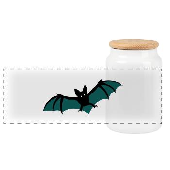 bats flying - Panoramic Cookie Jar with Wooden Lid - white - Front