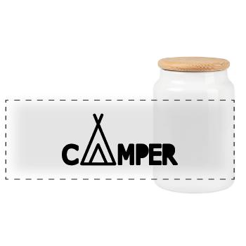 Camper - Panorama Keksdose mit Holzdeckel - Weiß - Vorne