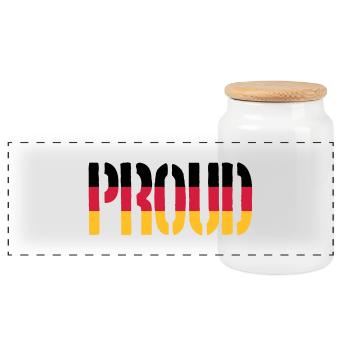 Proud Germany Flag, Proud to be German - Panoramic Cookie Jar with Wooden Lid - white - Front