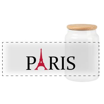 Paris - Panorama Keksdose mit Holzdeckel - Weiß - Vorne
