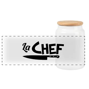 La chef - Boîte à biscuits avec couvercle en bois - blanc - Devant