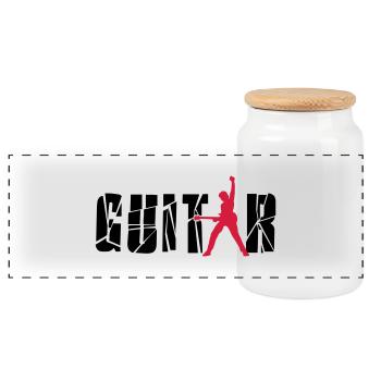 guitar - Boîte à biscuits avec couvercle en bois - blanc - Devant