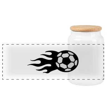 Fußball - Panorama Keksdose mit Holzdeckel - Weiß - Vorne
