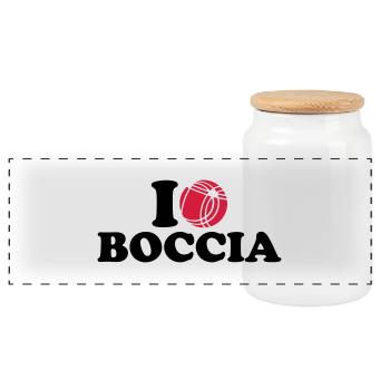 I love Boccia - Panoramic Cookie Jar with Wooden Lid - white - Front