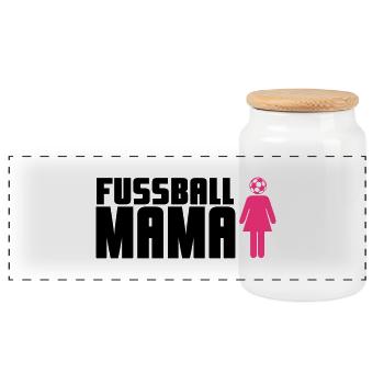 Fußball-Mama - Panorama Keksdose mit Holzdeckel - Weiß - Vorne