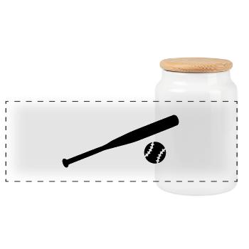 Baseball - Panorama Keksdose mit Holzdeckel - Weiß - Vorne