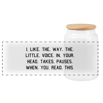 head voices - Panoramic Cookie Jar with Wooden Lid - white - Front