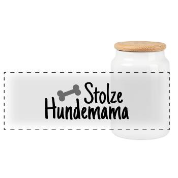 Stolze Hundemama - Panorama Keksdose mit Holzdeckel - Weiß - Vorne