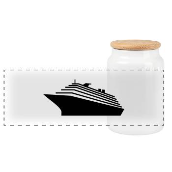 Kreuzfahrtschiff / cruiser (1c) - Panorama Keksdose mit Holzdeckel - Weiß - Vorne