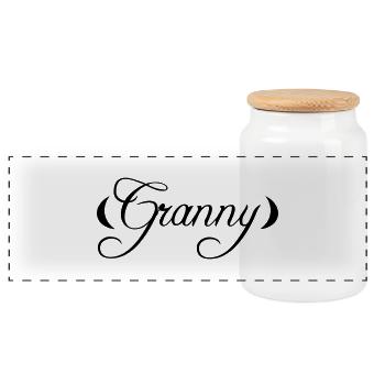 Granny Grandma - Panoramic Cookie Jar with Wooden Lid - white - Front