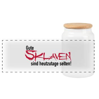 Gute Sklaven - Panorama Keksdose mit Holzdeckel - Weiß - Vorne