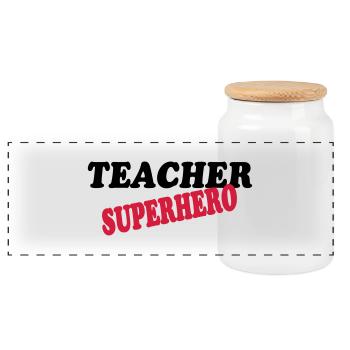 Teacher superhero - Panorama Keksdose mit Holzdeckel - Weiß - Vorne