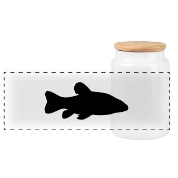Schleie - Fisch - Fish - Panorama Keksdose mit Holzdeckel - Weiß - Vorne