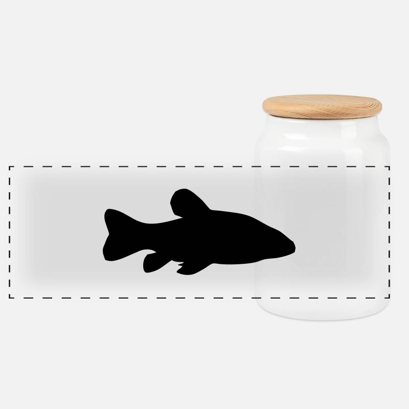 Schleie - Fisch - Fish - Panorama Keksdose mit Holzdeckel - Weiß
