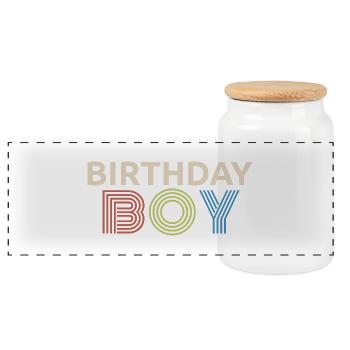 Birthday Boy - Retro Geburtstagsfeier für Kinder Jungen - Panorama Keksdose mit Holzdeckel - Weiß - Vorne