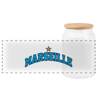 Logo Marseille : Design collégial méditerranéen - Boîte à biscuits avec couvercle en bois - blanc - Devant