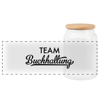 Team Buchhaltung - Panorama Keksdose mit Holzdeckel - Weiß - Vorne