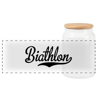 Biathlon - Panoramic Cookie Jar with Wooden Lid - white - Front