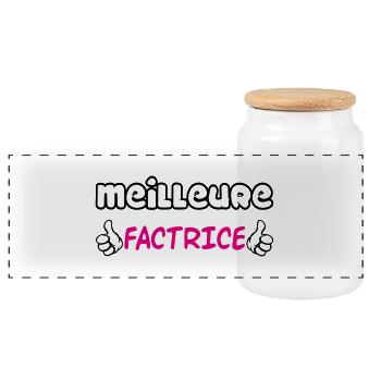 MEILLEURE FACTRICE - Boîte à biscuits avec couvercle en bois - blanc - Devant