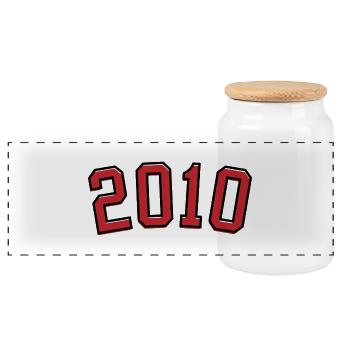 Année de naissance sport 2010 - Boîte à biscuits avec couvercle en bois - blanc - Devant