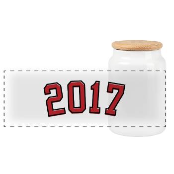 Sport Birth Year 2017 - Panoramic Cookie Jar with Wooden Lid - white - Front
