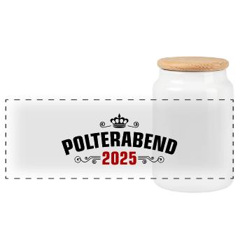 Bachelor Party 2025 Wedding Bachelor Party - Panoramic Cookie Jar with Wooden Lid - white - Front