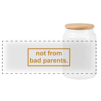 not from bad parents - Nicht von schlechten Eltern - Panorama Keksdose mit Holzdeckel - Weiß - Vorne