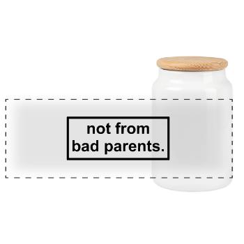 not from bad parents - Nicht von schlechten Eltern - Panorama Keksdose mit Holzdeckel - Weiß - Vorne