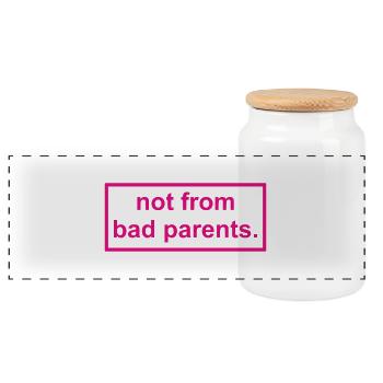 not from bad parents - Nicht von schlechten Eltern - Panorama Keksdose mit Holzdeckel - Weiß - Vorne