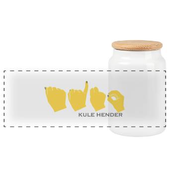 Aino de couleur jaune moutarde - Boîte à biscuits avec couvercle en bois - blanc - Devant