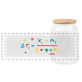 Executive Scrawler: Tariff Formula - Panoramic Cookie Jar with Wooden Lid - white - Front