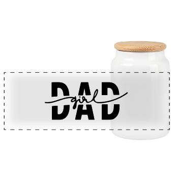 dad give - Panoramic Cookie Jar with Wooden Lid - white - Front