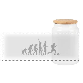 evolution_fussball_weiss - Panoramic Cookie Jar with Wooden Lid - white - Front