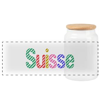 SCHWEIZ. HUMOR. LAND. FLAGGE. GENF. LAUSANNE - Panorama Keksdose mit Holzdeckel - Weiß - Vorne