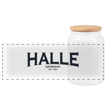 salle - Boîte à biscuits avec couvercle en bois - blanc - Devant