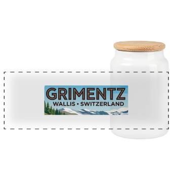Grimentz Panorama Schweiz - Panorama Keksdose mit Holzdeckel - Weiß - Vorne