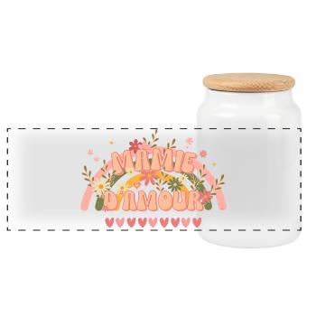 Fête des grands-mères Mamie d'amour style groovy - Boîte à biscuits avec couvercle en bois - blanc - Devant