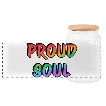 Proud Soul Rainbow Typographie manuscrite - Boîte à biscuits avec couvercle en bois - blanc - Devant