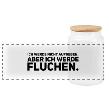 Ich werde nicht aufgeben aber ich werde Fluchen - Panorama Keksdose mit Holzdeckel - Weiß - Vorne