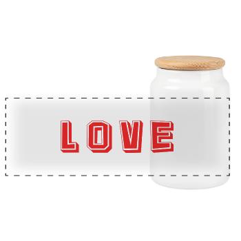 HERZ. HERZ. VALENTINSTAG. LIEBE. LIEBE. PAAR. - Panorama Keksdose mit Holzdeckel - Weiß - Vorne