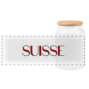 SUISSE. PAYS. GENEVE. HUMOUR. DRAPEAU. GENEVE - Boîte à biscuits avec couvercle en bois - blanc - Devant